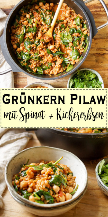 Grünkern Pilaw mit Spinat und Kichererbsen Rezept | Elle Republic