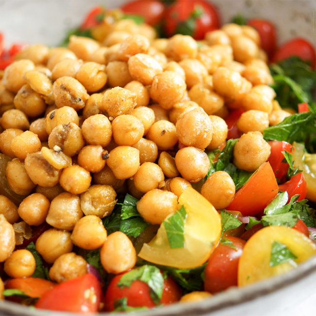 Crispy Chickpea Tomato Salad