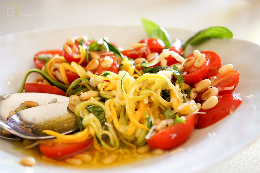 Zucchini Noodles with basil and pine nuts