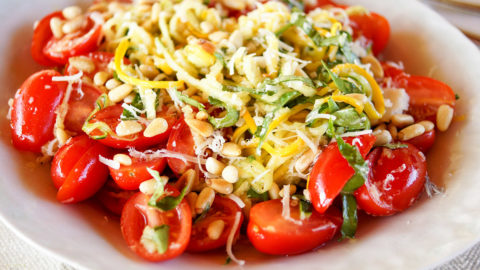 Zucchini Noodles with basil and pine nuts