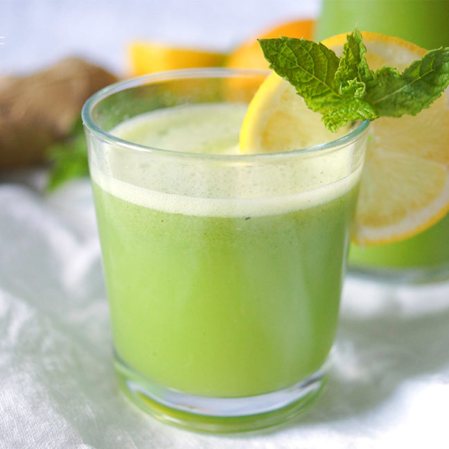 Fresh Ginger Mint Lemonade (sugar-free)