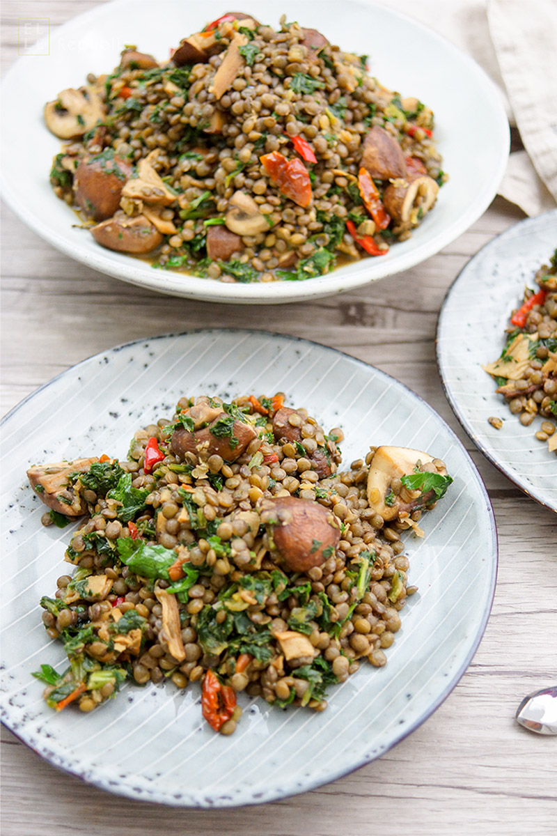 Linsenpfanne Mit Pilzen Und Grunkohl Rezept Elle Republic