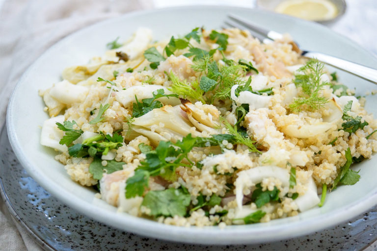 Fenchelsalat mit Forelle und Quinoa Rezept, Glutenfrei