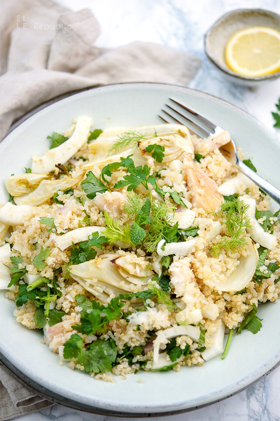 Fenchelsalat Mit Forelle Und Quinoa Rezept Elle Republic