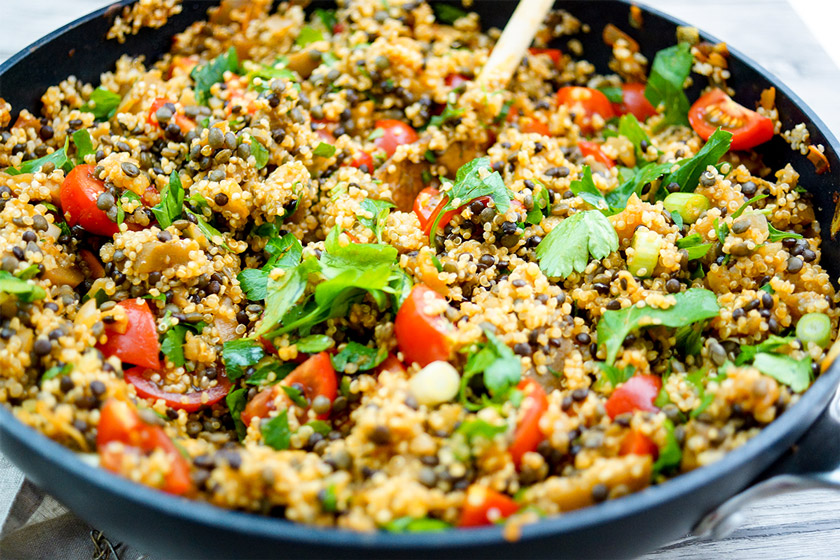 Linsen Quinoa Salat Mit Aubergine Rezept Elle Republic