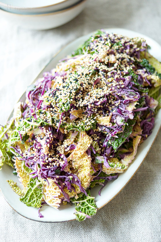 Shredded Green Cabbage Salad with Lemon and Garlic Recipe - Rita