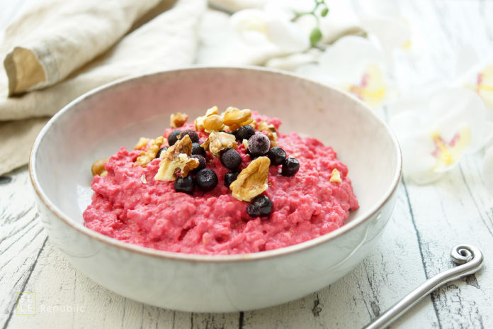 Porridge mit Orangen und Rote Bete Rezept (vegan, vegetarisch, gesund, glutenfrei, low-fat, frühstück)