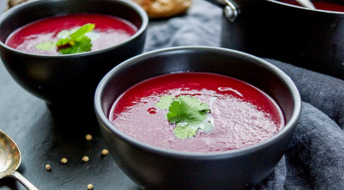 cremige Rote Bete Suppe mit Orange und Ingwer, gesundes Rezept, fettarm, vegan, glutenfrei