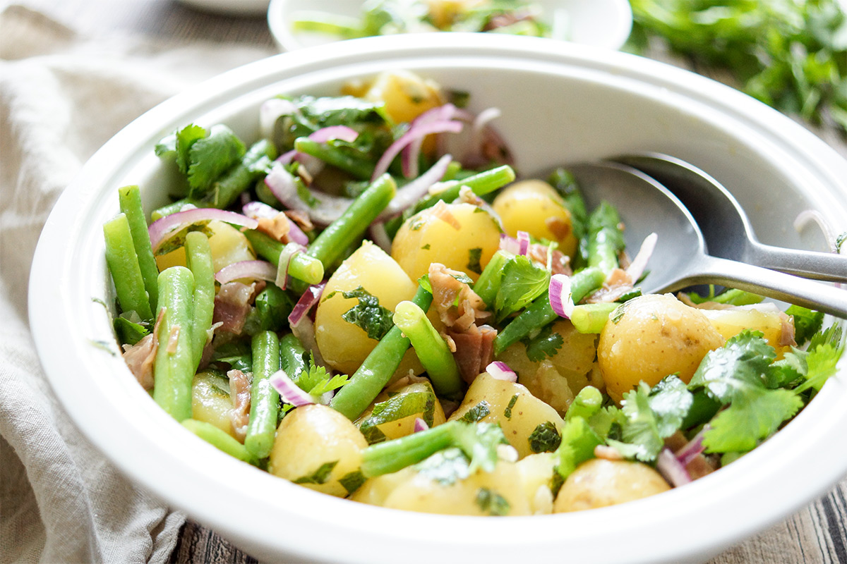Potato and Green Bean Salad with Crispy Prosciutto