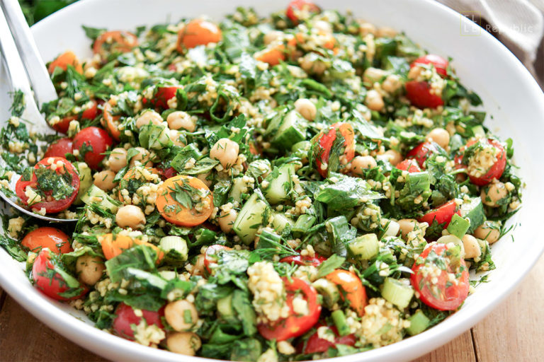 Herb-Loaded Chickpea Tabbouleh Salad