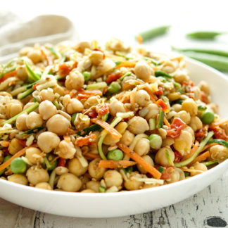 Vegan Chickpea Salad with Carrots and Zucchini