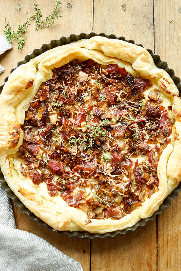 Caramelised Shallot Tart with Prosciutto with Ricotta
