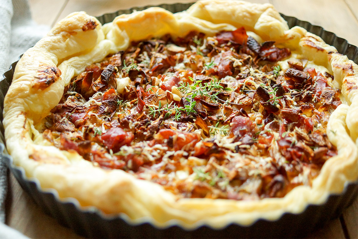 Caramelised Shallot Tart with Prosciutto