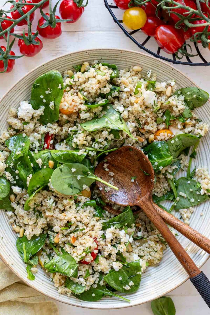 Spinach Quinoa Salad with Feta and Herbs 