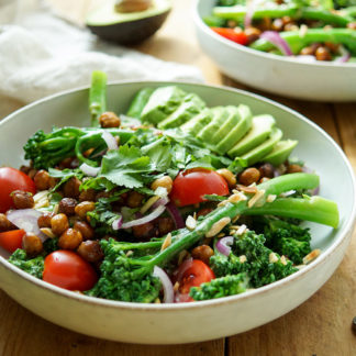 Broccolini and Roasted Chickpea Salad with Tahini Dressing