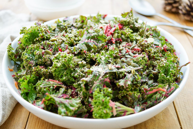 Simple Kale Salad with Lemon-Tahini Dressing