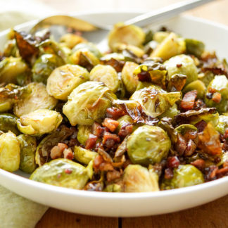 Oven Roasted Brussels Sprouts with Balsamic Cream