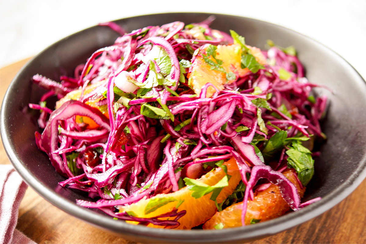 Red Cabbage Orange Salad with Cranberries & Herbs | Elle Republic