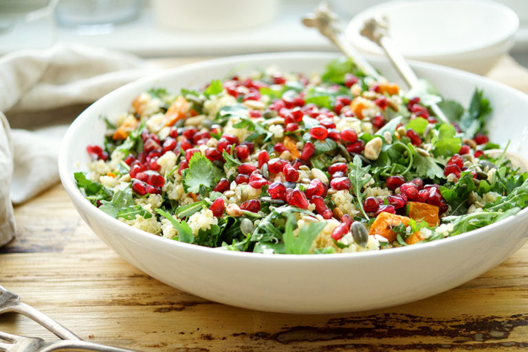 Roasted Sweet Potato and Quinoa Salad with Arugula