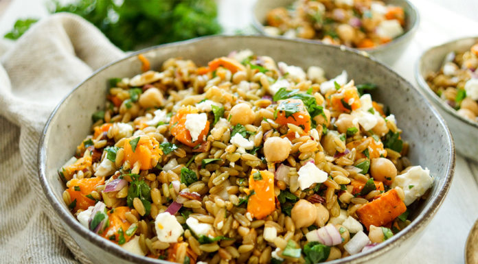 Grünkernsalat mit gerösteten Süßkartoffeln und Kichererbsen Rezept, vegetarisch