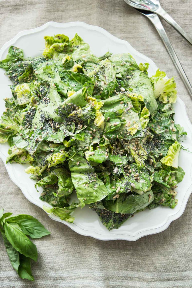 Vegan Caesar Salad with Mixed Seeds & Herbs