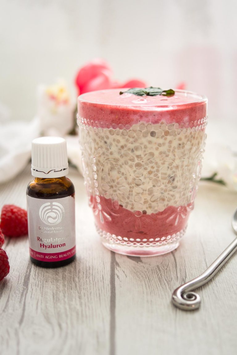 Overnight Himbeere Banane Chia-Pudding Rezept mit Regulatpro Hyaluron