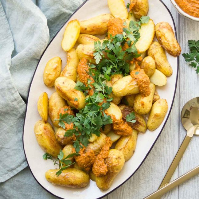 Crispy Roasted Potatoes with Spanish Romesco Sauce