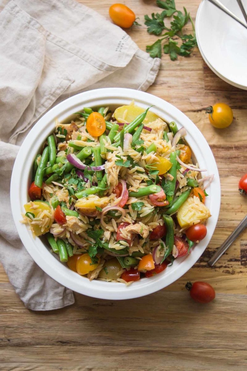 Spanish Orzo Pasta Salad with Potatoes & Green Beans | Elle Republic