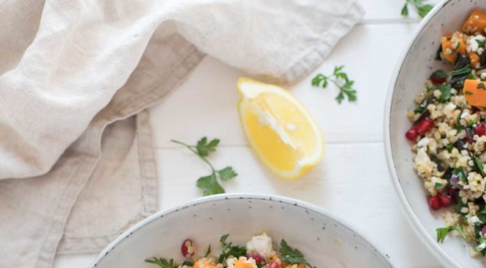 Tabouleh mit Süßkartoffel, Feta und Kürbiskernen