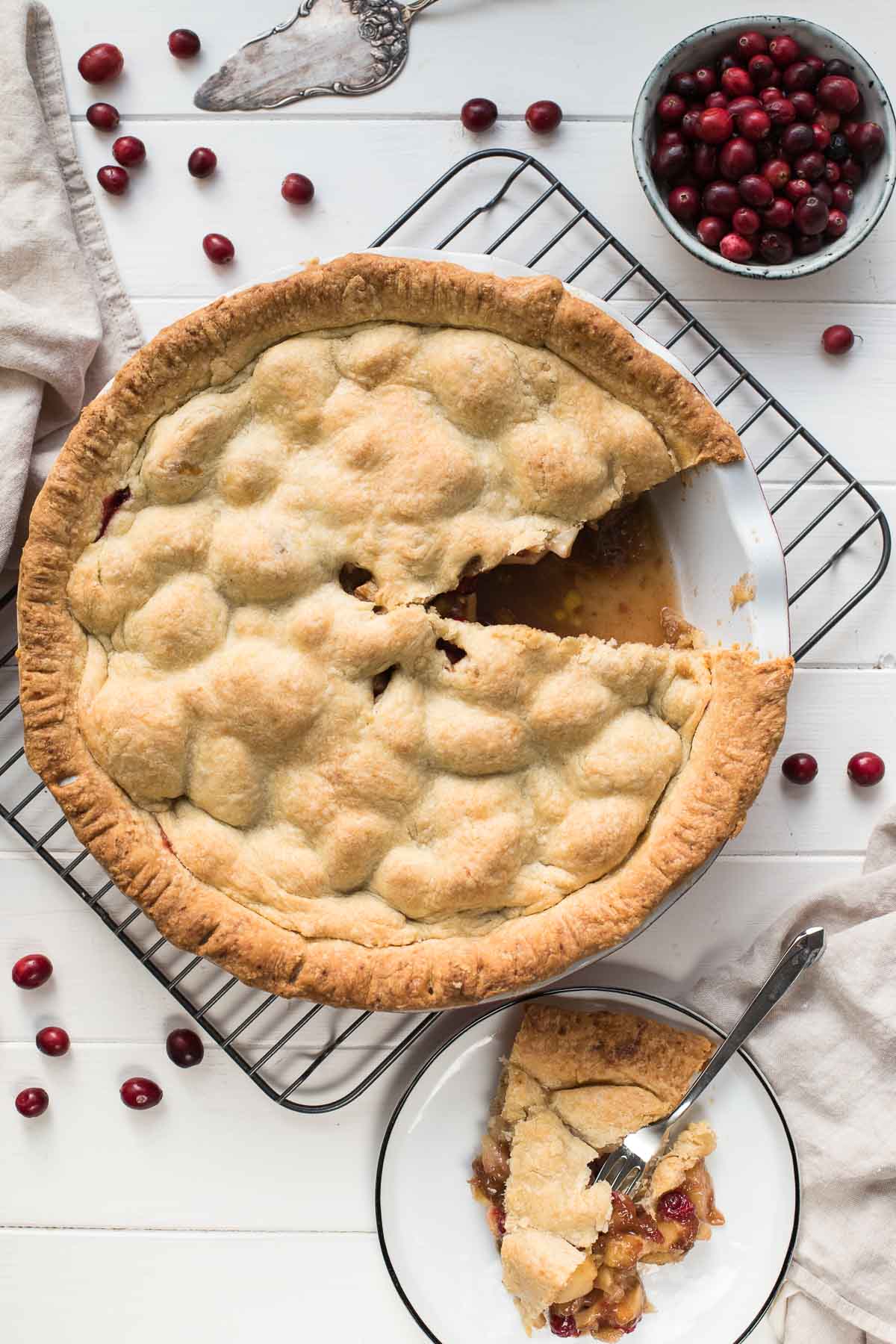 Amerikanischer Apfelkuchen Rezept (American Apple Pie) mit Cranberries
