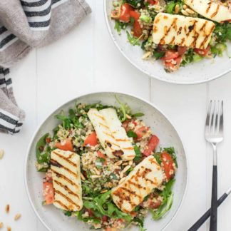 Bulgur Salad with Halloumi and Lemon-Caper Dressing