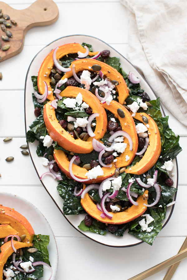 Our Staple Kale Salad (w/ Cranberries + Feta) 