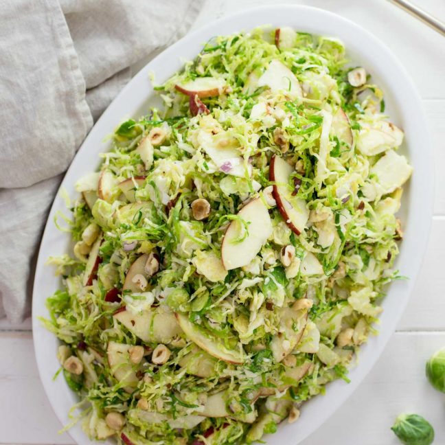 Brussels Sprouts Salad with Apples & Hazelnuts