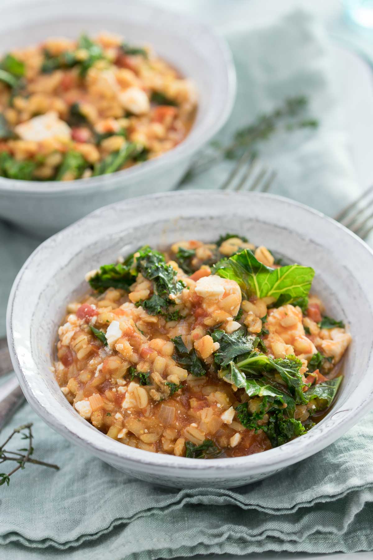 Barley Risotto with Feta and Kale