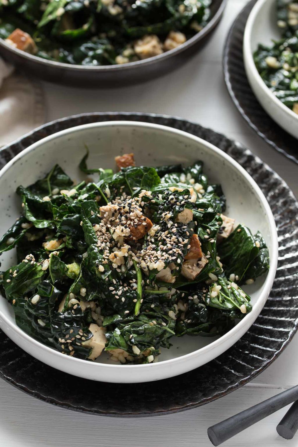 AsianStyle Kale Salad with Brown Rice and Smoked Tofu Elle Republic