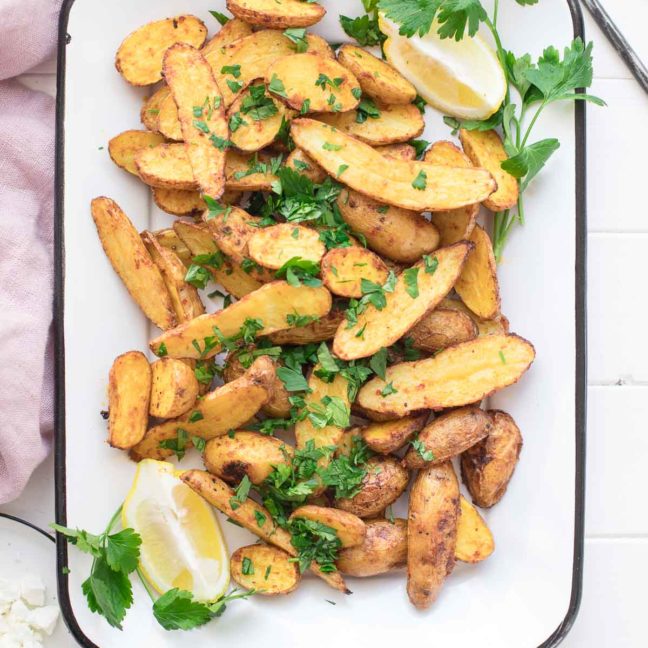 Harissa Kartoffeln Rezept, Harissa Gewürzmischung mit Ofenkartoffeln und Petersilie