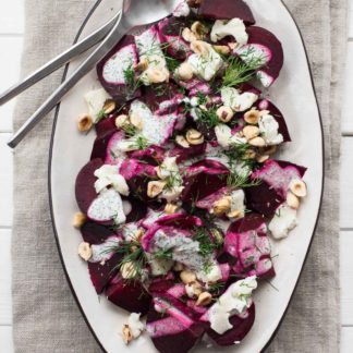 Beet Salad with Goat Cheese, Hazelnuts and Poppy Seed Dressing