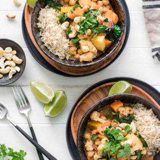 Vegan Korma Curry with Coconut Milk, Chickpeas & Roasted Vegetables