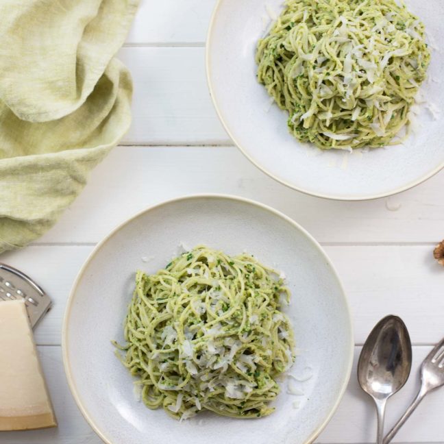 Cappellini with Parsley Walnut Pesto