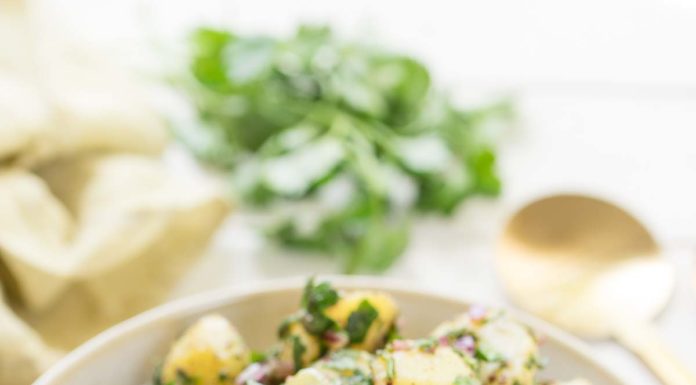 Mediterraner Kartoffelsalat mit Sumach-Dressing, vegane Rezept