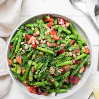 Asparagus Salad with Mixed Beans, Lemon and Herbs