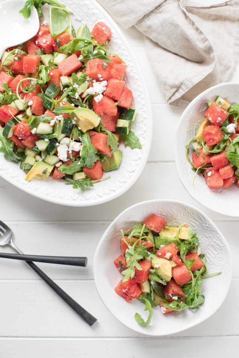 Wassermelonensalat mit Feta, Gurke &amp; Avocado Rezept | Elle Republic