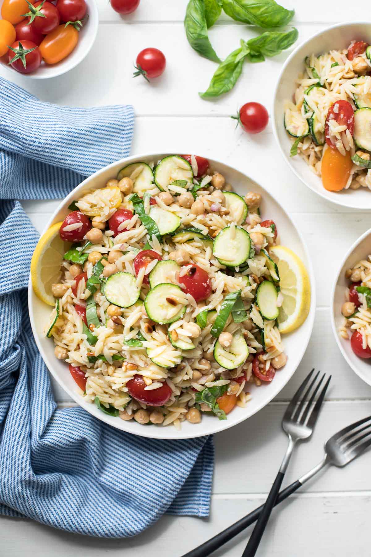 Orzo Salad with Zucchini and Chickpeas, summer pasta salad