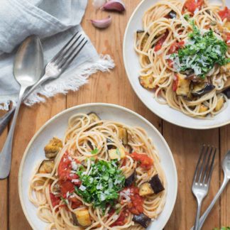 Roasted Eggplant Tomato Pasta