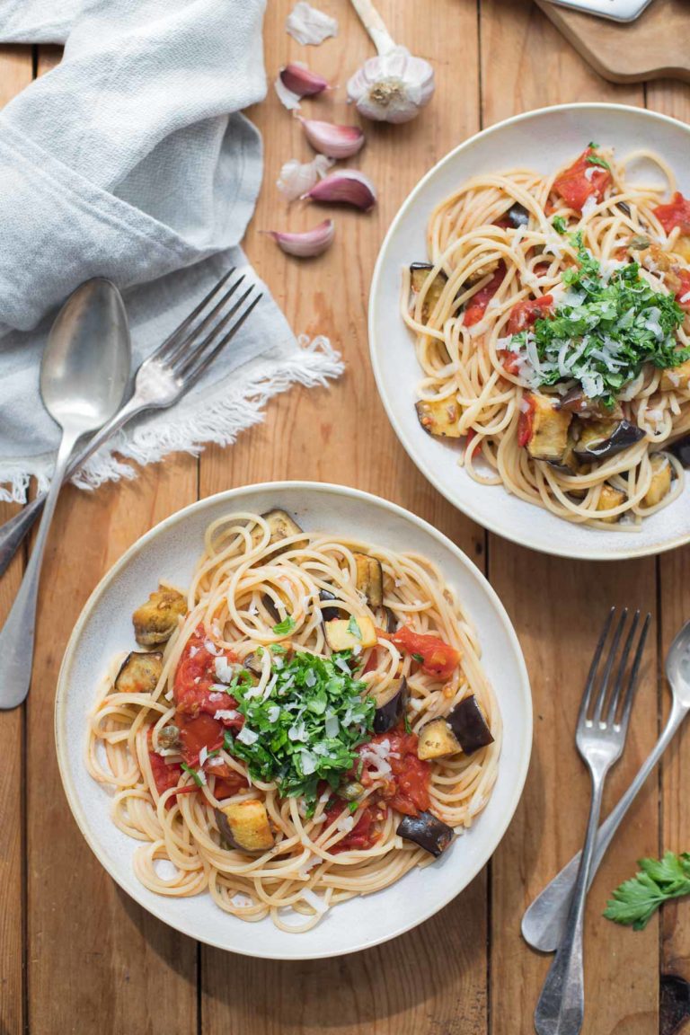 Roasted Eggplant Tomato Pasta