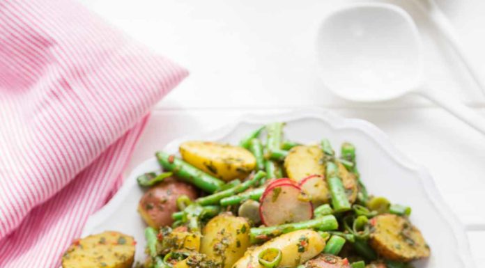 Chimichurri Kartoffelsalat mit grünen Bohnen, vegan Rezept