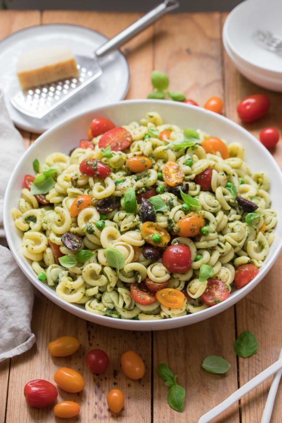 Pesto Pasta Salad with Peas and Cherry Tomatoes | Recipe | Elle Republic