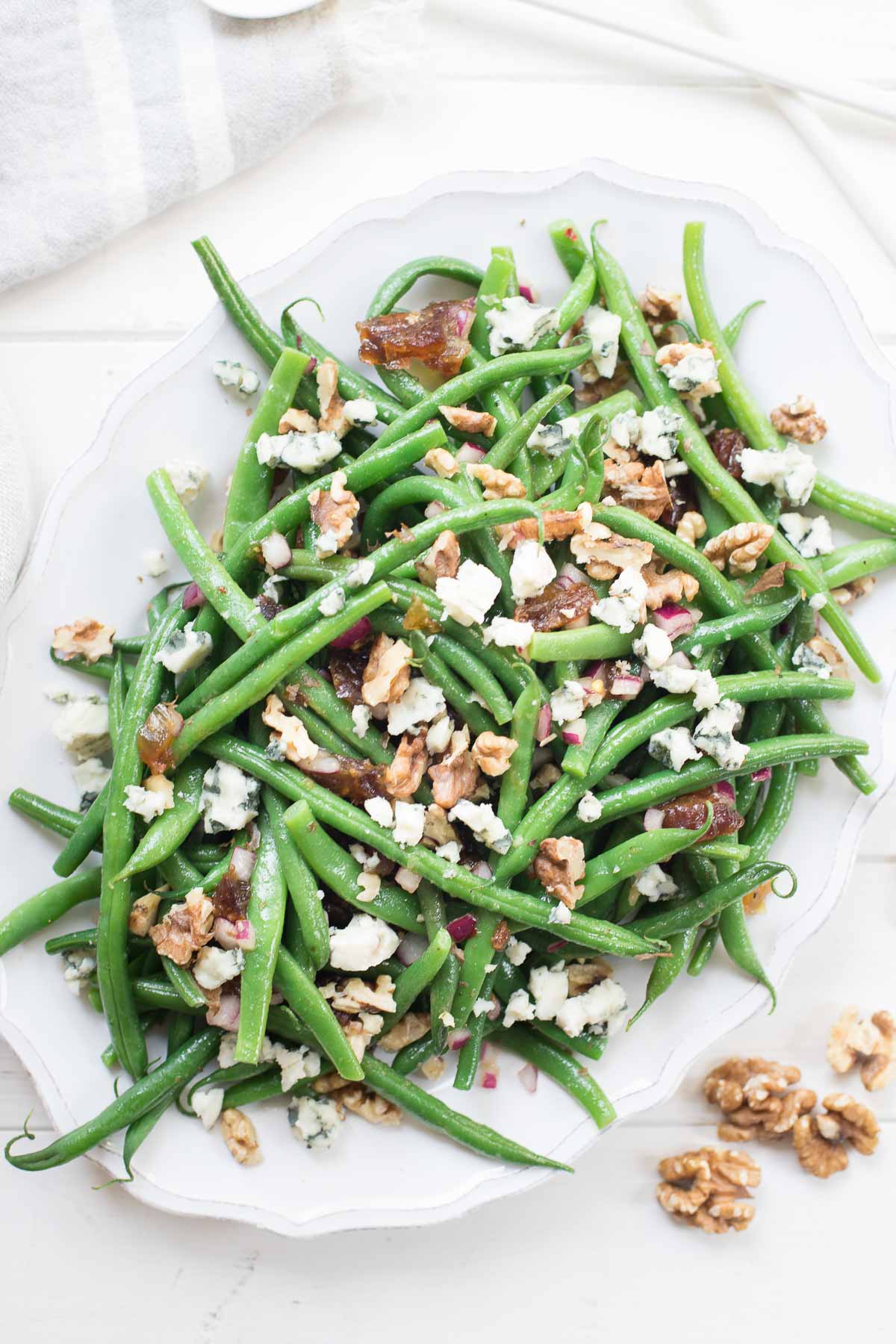 Green Bean Salad with Walnuts, Dates and Roquefort