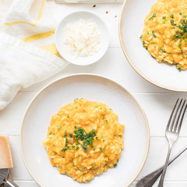 Cremige Kürbis-Risotto mit Butternut-Kürbis, Ingwer, Parmesan Rezept