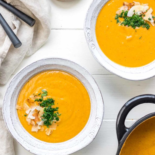 Curry-Kokos-Linsensuppe mit Süßkartoffel Rezept